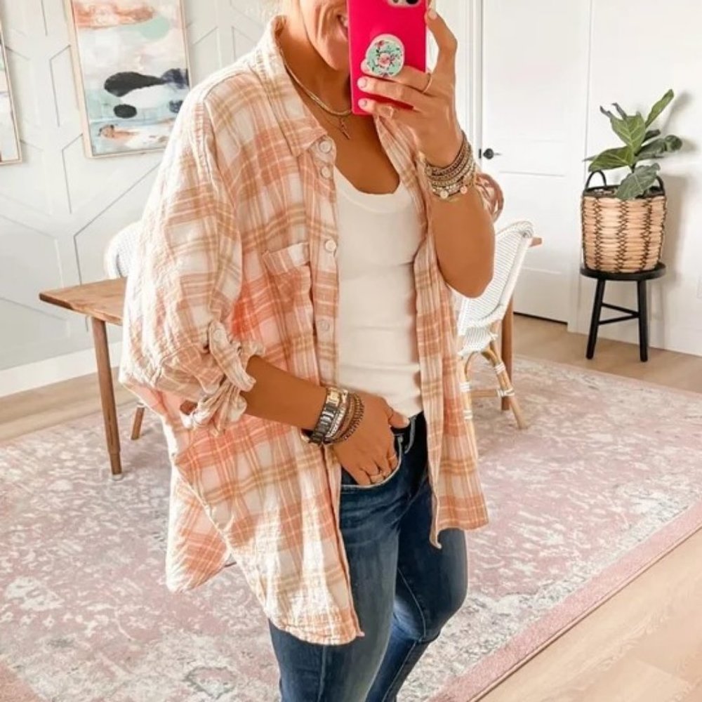 NEW American Eagle Linen Oversized Shirt L - Picture 3 of 14